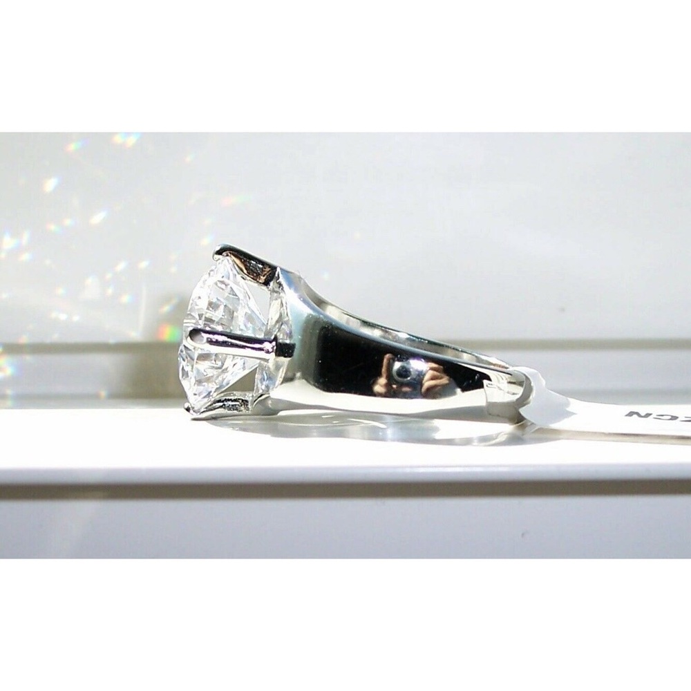 Round Cut Solitaire Cubic Zirconia Band Ring Stainless Steel - Picture 10 of 16